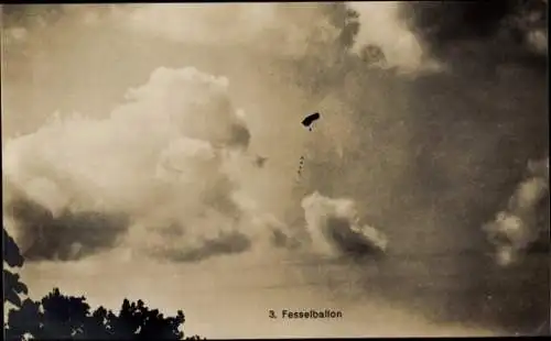 Ak Fesselballon im Flug, Jahr 1918