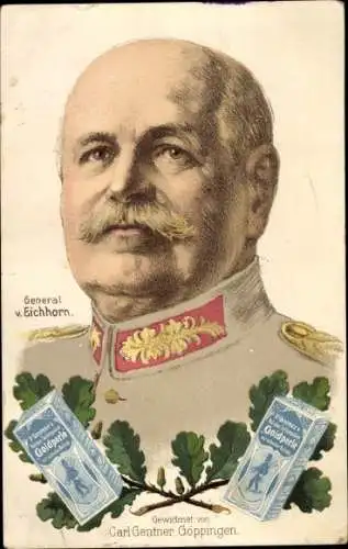 Ak Göppingen in Württemberg, General v. Eichhorn. Selengaler Goldperle. Gewidmet von Carl Gent...