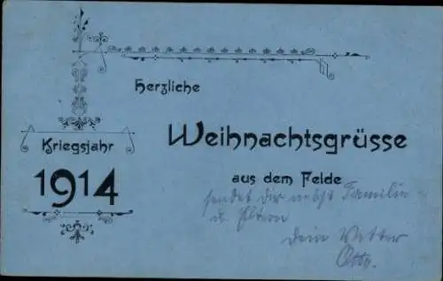 Ak Weihnachtsgrüße aus dem Felde, 1914