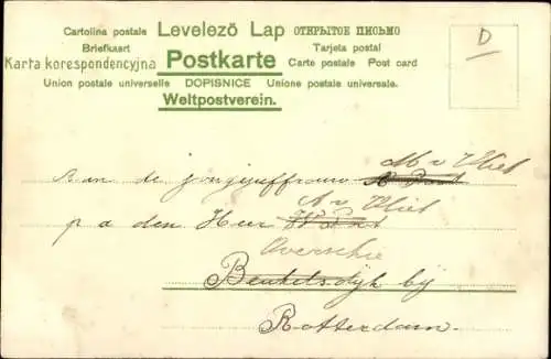 Passepartout Ak Schmetterling sitzt auf geflochtenen Holz, Stadtansicht