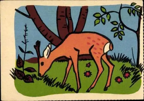 Künstler Ak Waldpartie, Hirsch