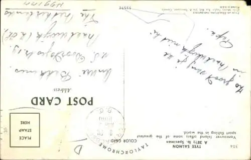 Ak Vancouver Island British Columbia Kanada, Sportfischerei, Lachs