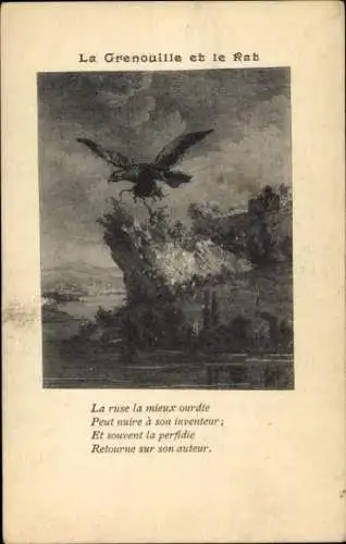 CPA Jean de La Fontaine, La Grenouille et le Rat, La Ruse le mieux ourdie...