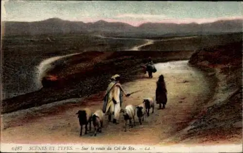 CPA Algerien, Maghreb, Sur la route du Col de Sfa