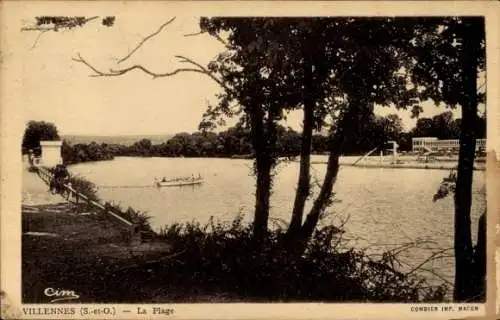 Ak Villennes sur Seine Yvelines, Plage