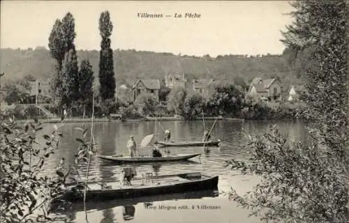 Ak Villennes sur Seine Yvelines, La Peche