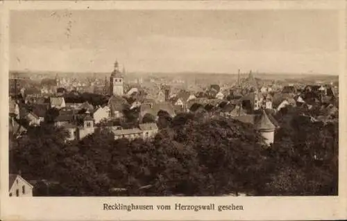 Ak Recklinghausen im Ruhrgebiet, Stadtansicht von Recklinghausen vom Herzogswall aus gesehen