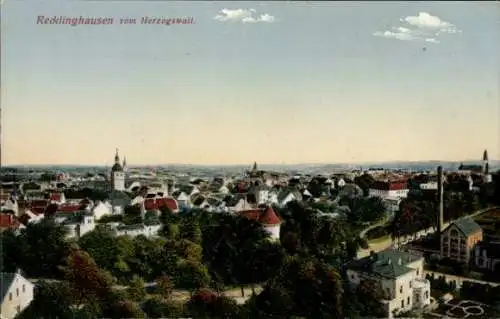 Ak Recklinghausen im Ruhrgebiet, Stadtansicht von Recklinghausen vom Herzogswall mit vielen Ge...