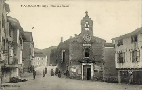 Ak Roquecourbe Tarn, Place de la Mairie