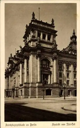 Ak Berlin Tiergarten, Reichstagsgebäude, Ansicht von Südost