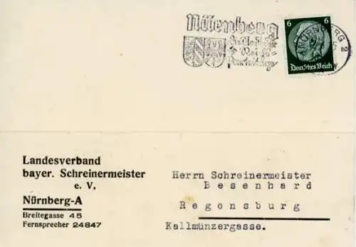 Ak Nürnberg in Mittelfranken, Landesverband bayerischer Schreinermeister, Breitegasse 45