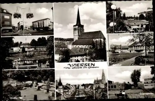 Ak Viersen in Nordrhein Westfalen, Lindenstraße, Bahnhof, Stadtgarten, Kirche