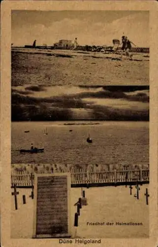 Ak Nordseeinsel Helgoland, auf der Düne, Friedhof der Heimatlosen