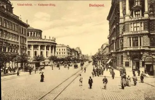 Ak Belváros Lipótváros Leopoldstadt Budapest Ungarn, Vaitzner-Ring, Váczi-körút, viele Mensche...