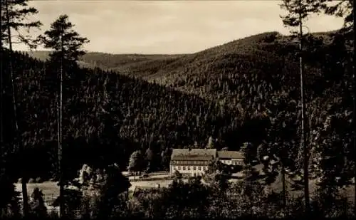 Ak Erlbach im Vogtland, Gebirgsszenerie, Wald, Gebäude, Kindersanatorium, Landschaftsidylle, B...