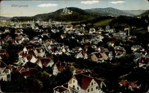 Ak Wernigerode am Harz, Teilansicht vom Ort mit Schloss, Bäume