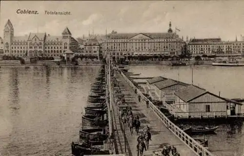 Ak Koblenz am Rhein, Totalansicht, Brücke