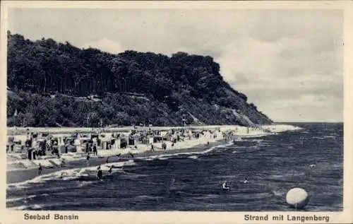 Ak Ostseebad Bansin auf Usedom, Strand mit Langenberg