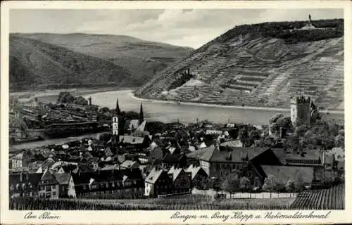 Ak Bingen am Rhein, Burg Klopp u. Nationaldenkmal Niederwald