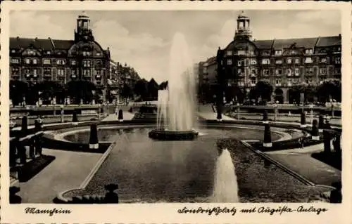 Ak Mannheim in Baden, Friedrichsplatz mit Augusta-Anlage, Springbrunnen