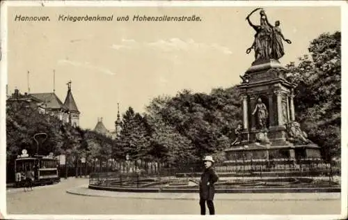 Ak Hannover in Niedersachsen, Kriegerdenkmal und Hohenzollernstraße