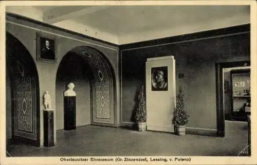 Ak Bautzen in der Lausitz, Stadtmuseum, Oberlausitzer Ehrenraum, Gr. Zinzendorf, Lessing, v. Polenz