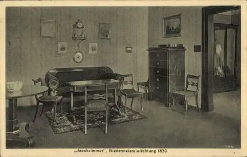Ak Bautzen in der Oberlausitz, Jacobzimmer, Biedermeiereinrichtung, Möbel, Teppich, Wanduhr, 1...