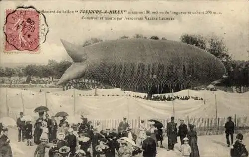 CPA Ballon Toujours-a-Mieux, construit par Valere Lecomte