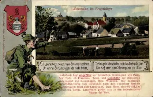 Ak Lauterbach Marienberg im Erzgebirge, Landschaft, Gebäude, Text über Lauterbach