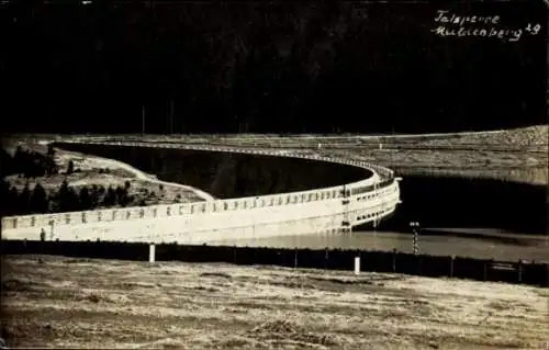 Ak Mulde Muldenberg Grünbach im Vogtland, Jalsperre, beeindruckende Brücke, Wasserreservoir, u...