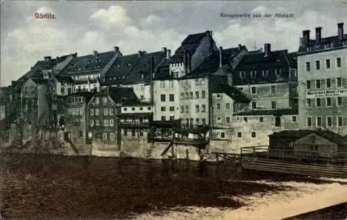 Ak Görlitz in der Lausitz,  Neissepartie aus der Altstadt, historische Gebäude, Flussansicht