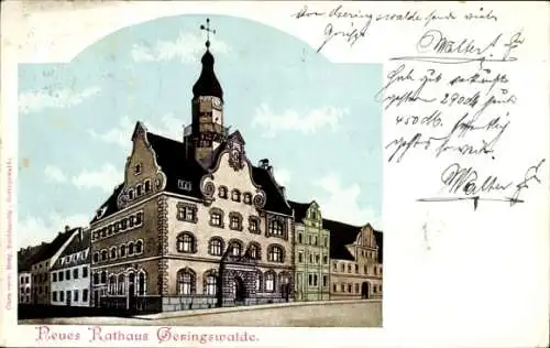 Ak Geringswalde Sachsen, Neues Rathaus, historische Architektur, Postkarte, handschriftlicher ...