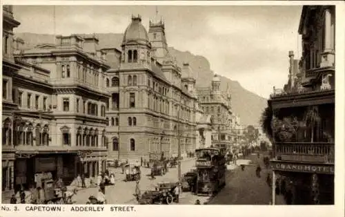 Ak Cape Town Kapstadt Südafrika, Vorderansicht von Adderley Street, Grand Hotel, historische A...