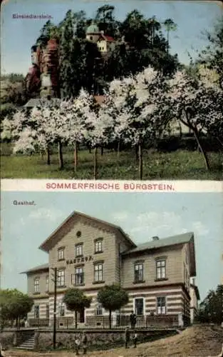 Ak Sloup v Čechách Bürgstein Region Reichenberg, Einsiedlerstein, Gasthof