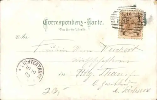 Litho Cheb Eger Region Karlsbad, Gesamtansicht, Marktplatz, Volkstrachten