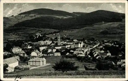 Ak Kašperské Hory Bergreichenstein im Böhmerwald Region Pilsen, Schwarzwaldlandschaft, Kirche,...