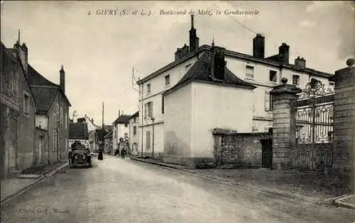 Ak Givry Saône et Loire, Boulevard de Metz, Gendarmerie