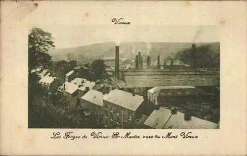 Ak Vireux St. Martin Ardennes, Foto von Industriegebäuden, Stadtansicht, Berge im Hintergrund