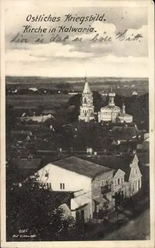 Ak Kalvarija Kalwaria Kalvarien Litauen, Ostliches Kriegsbild, Kirche, Landschaft, historische...