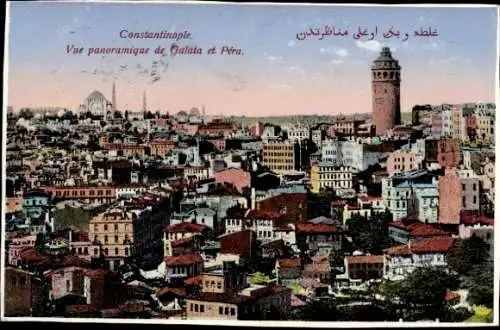 Ak Konstantinopel Istanbul Türkei, Vue panoramique de Galata et Péra