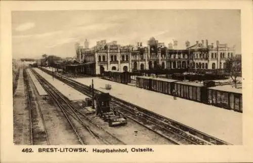 Ak Brest Litowsk Weißrussland, Hauptbahnhof, Ostseite