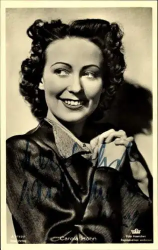 Ak Schauspielerin Carola Höhn, Portrait, Autogramm