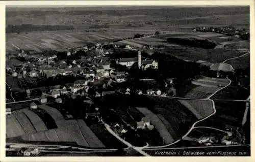 Ak Kirchheim in Schwaben Allgäu, Kirchheim in Schwaben vom Flugzeug aus