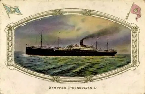 Präge Passepartout Ak Dampfer Pennsylvania, HAPAG