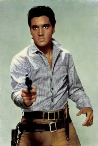 Ak Sänger und Schauspieler Elvis Presley, Portrait, Flammender Stern