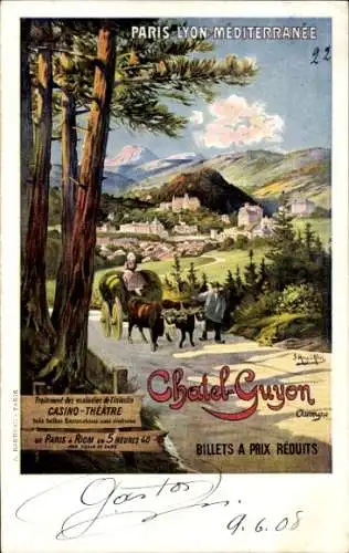 Künstler Ak Châtel Guyon Puy de Dôme, Gesamtansicht, Werbung, Französische Bahn, Reise