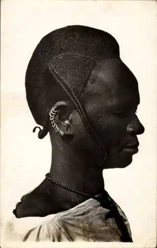Ak Afrikanerin in Volkstracht, Porträt, Frisur
