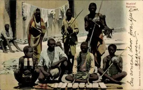 Ak Afrika, Musizierende Afrikaner, Musikinstrumente