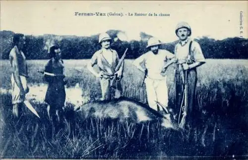 CPA Fernan Vaz Gabon, Retour de la chasse