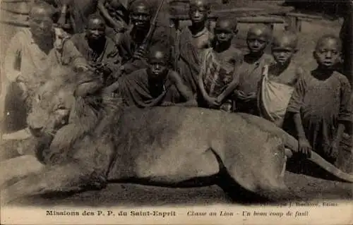 CPA Missions de P.P. du Saint-Esprit, Chasse au Lion